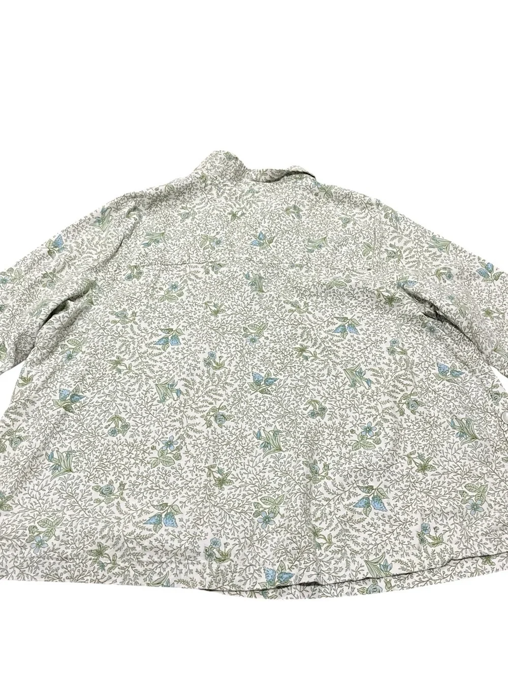 Laura Ashley Cottagecore Blue Green Floral Top 2X Romantic Prairie Blouse